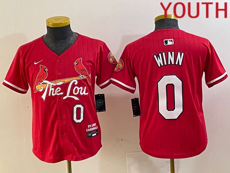 Youth St.Louis Cardinals #0 Winn Red City Edition 2024 Nike MLB Jersey style 1->youth mlb jersey->Youth Jersey
